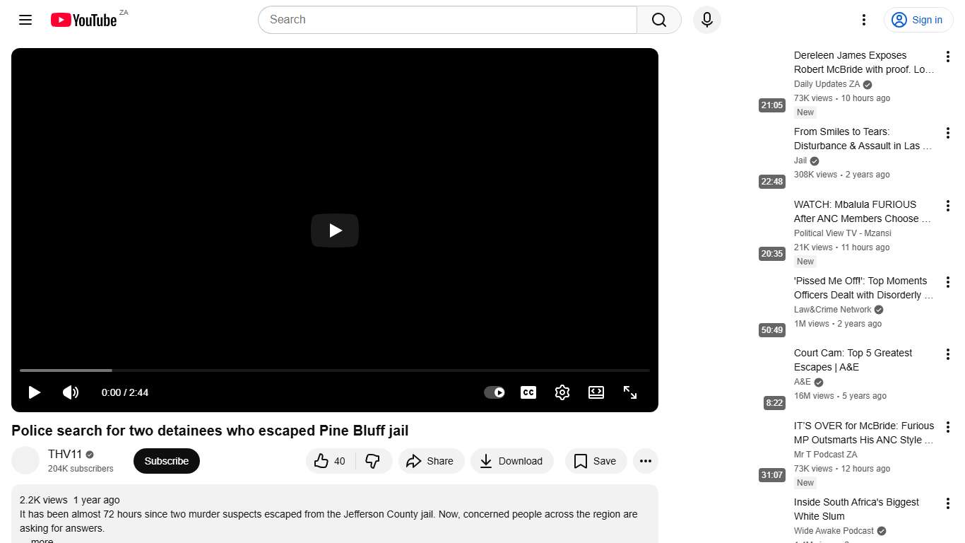 Police search for two detainees who escaped Pine Bluff jail - YouTube