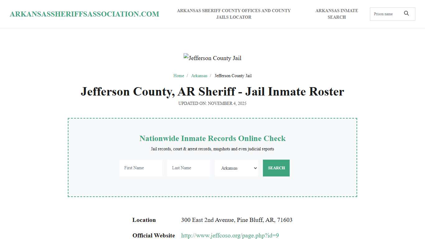 Jefferson County, AR Sheriff - Jail Inmate Roster